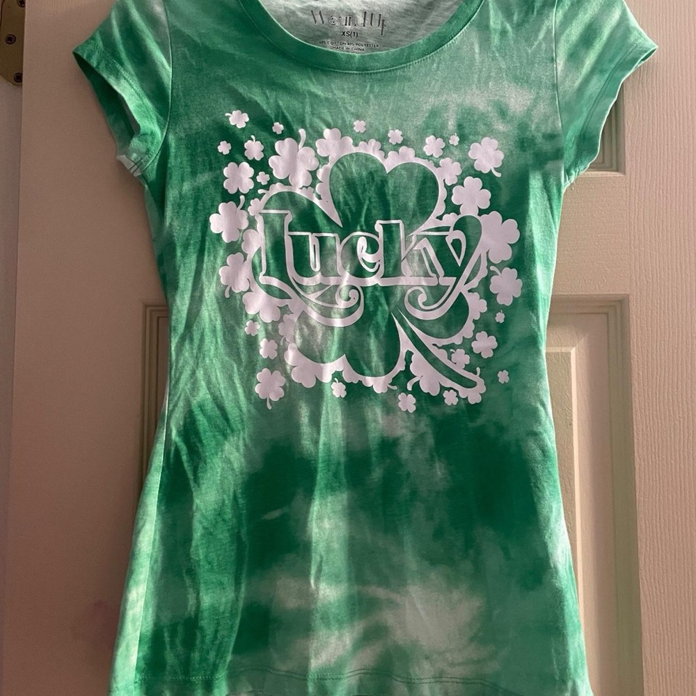 Wound Up Green Short Sleeve Tee with Lucky Graphic